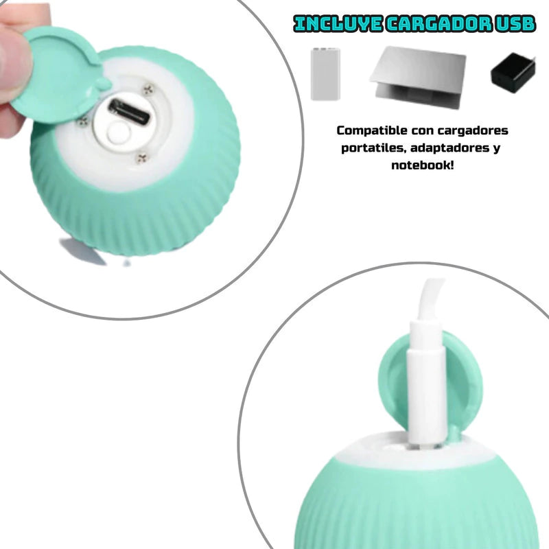 Juguete Gato Bola Interactivo Inteligente Recargable Automat Azul